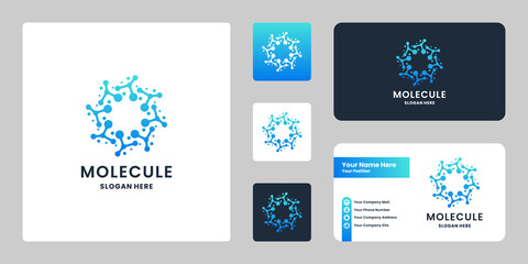Fototapeta na wymiar Abstract molecule with circle shape logo design and business card design