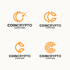 Crypto coin logo template with initial letter c. digital money icon, block chain collection