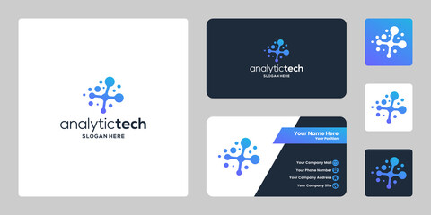 analytic tech logo design modern with business card design