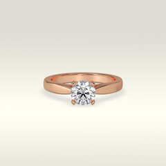 solitaire engagement ring laying down position in rose gold 3D render