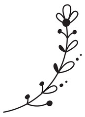 Branch doodle. Floral motif element in hand drawn style