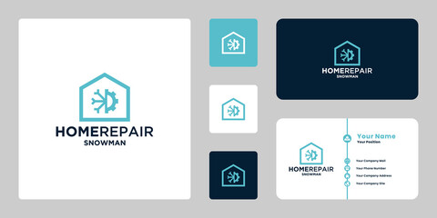 house repair logo design. creative house and snow combination.