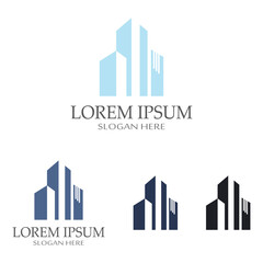 Fototapeta premium city ​​skyline, city silhouette, modern city and city center. With logo design concept, icon and symbol illustration template.