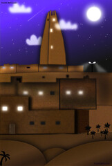 ghardaia illustrator vector Algeria sahara