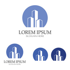 city ​​skyline, city silhouette, modern city and city center. With logo design concept, icon and symbol illustration template.