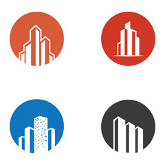 city ​​skyline, city silhouette, modern city and city center. With logo design concept, icon and symbol illustration template.