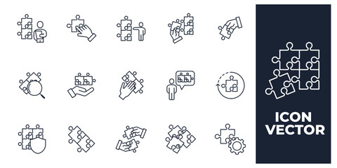 set of Puzzle elements symbol template for graphic and web design collection logo vector illustration