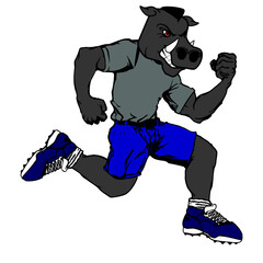 Fototapeta premium runner boar cartoon fitness illustration in vector format