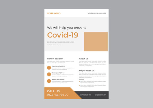 Coronavirus And Covid 19 Virtual Conference Flyer Template Design With A4 Size, Medical Services Flyer, Covid19 Vaccine Flyer,