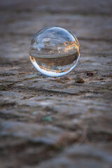 View of the Ancient Aragonese Castle Inside a Lensball, Piazza Armerina, Enna, Sicily, Italy, Europe