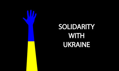 Solidarity With Ukraine hand flag ukraine, vector art illustration.