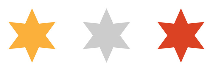 Gold, silver, bronze award, reward star icon, symbol