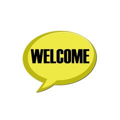 Welcome, speech bubble icon isolated on white background