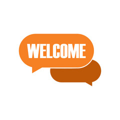 Welcome, speech bubble icon isolated on white background