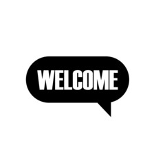 Welcome, speech bubble icon isolated on white background
