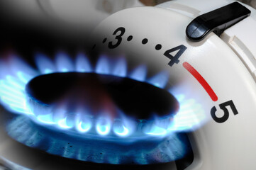 Rising energy costs with gas price and heating - obrazy, fototapety, plakaty