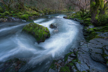 Blue slate carved by the river