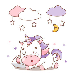 Cute baby unicorn sleeping
