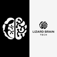 Brain and Lizard logo design. vector icon illustration inspiration