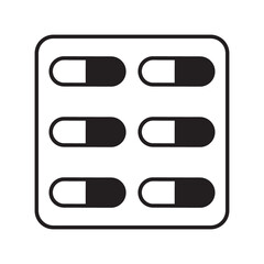 Pills simple medical icon in trendy line style isolated on white background for web apps and mobile concept. Illustration