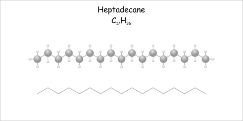 Stylized molecule model/structural formula of the hydrocarbon heptadecane. 