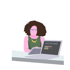 black ceo women digital painting in white background