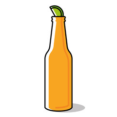 Isolated yellow beer bottle with lemon icon Vector illustration