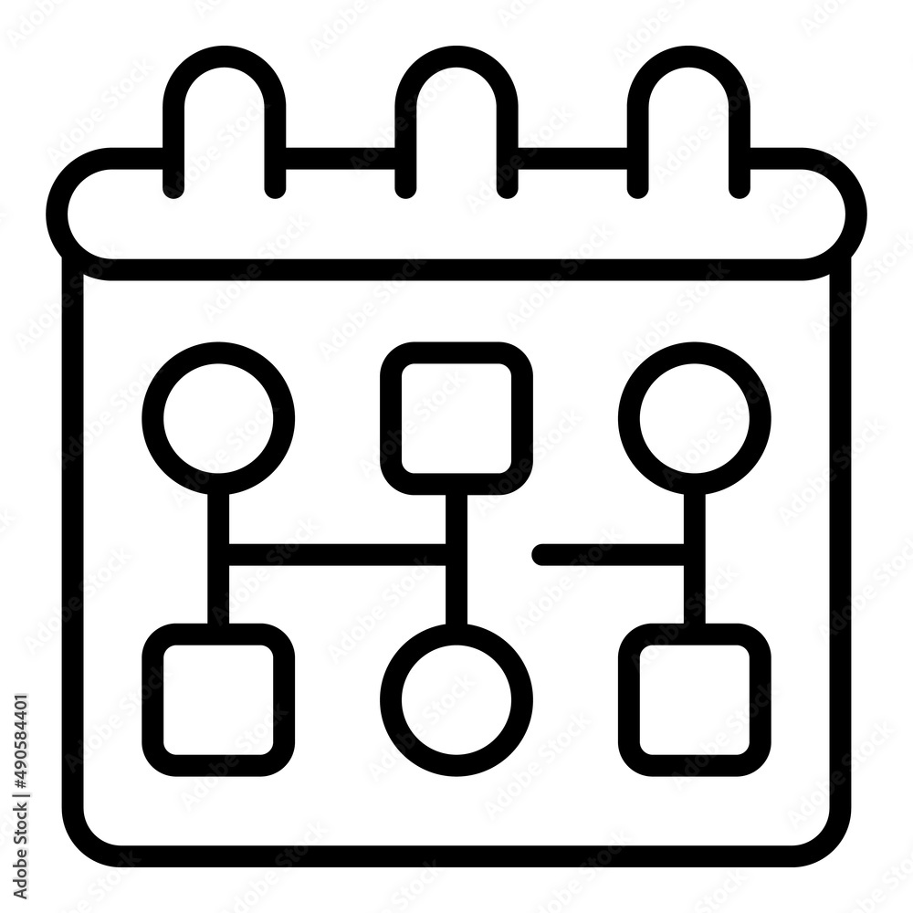 Poster workflow calendar icon outline vector. gear system. web strategy