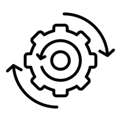 Gear system icon outline vector. Workflow web. Team arrow