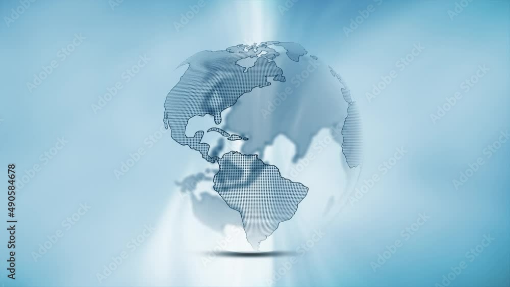 Poster artistic loop 3d earth globe rotation with blue light animation.