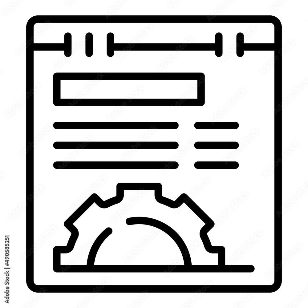 Poster web workflow icon outline vector. work project. computer cog
