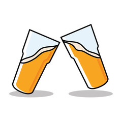 Pair of beer glasses with foam icon Vector illustration