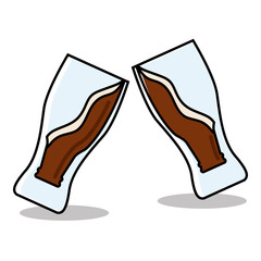 Pair of beer glasses with foam icon Vector illustration