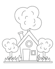 Easy Simple house Coloring page. modern House line art design. line art 