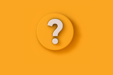 Question Mark 3D on yellow background. Question Mark Concept. 3D rendering. 3D illustration.