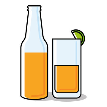Isolated beer bottle and glass icon Vector illustration