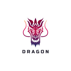 Dragon logo illustration, simple gradient style. Premium Vector