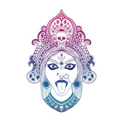 illustration of the indian goddess kali hinduism - obrazy, fototapety, plakaty