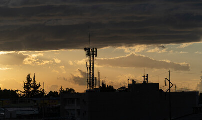 Beautiful colorful orange sunset in Bogot&aacute; Colombia