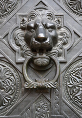 Vintage door handle with lion face