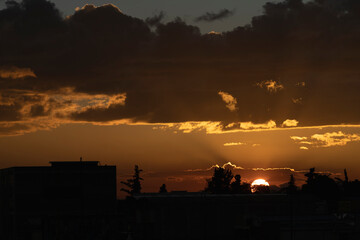 Beautiful colorful orange sunset in Bogotá Colombia