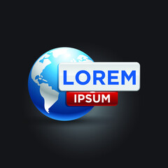 3d world logo a combination of blue silver and red