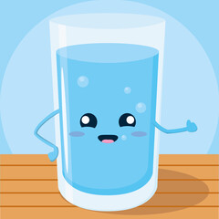 Isolated happy water glass cartoon Vector illustration