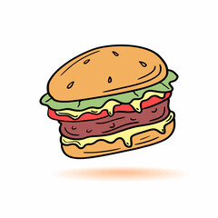 Hamburger Classic Burger American Cheeseburger with Lettuce Tomato Cheese Beef and Sauce isolated on white Background.