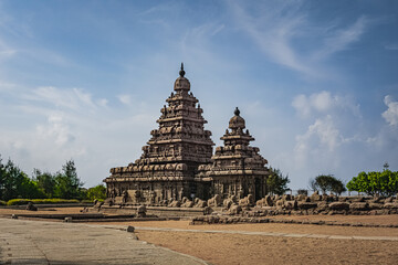 Shore temple built by Pallavas is UNESCO`s World Heritage Site located at Mamallapuram or Mahabalipuram in Tamil Nadu, South India. Very ancient place in the world.