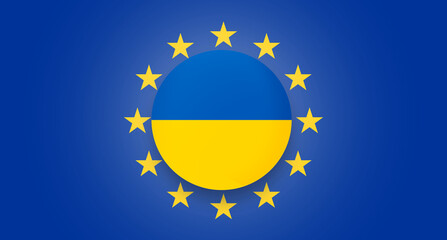 concept of combined Ukraine and the stars of the flag of Europe 3d-illustration