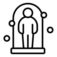 Home coronavirus isolation icon outline vector. House work. Social people