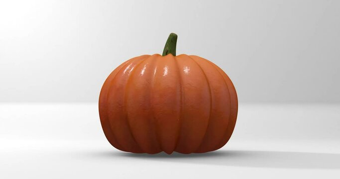 3d pumpkin model with alpha mask. 3d rendering. 360 degrees loop rotation. Halloween and thanksgiving day concept.