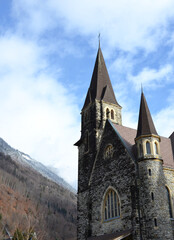 Fototapeta na wymiar Interlaken Catholic Church in Switzerland