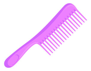 Plastic hair comb. Pink cute cartoon brush
